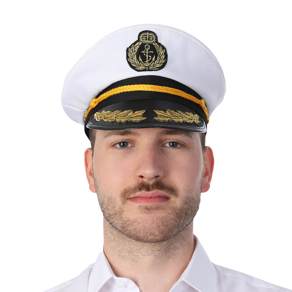 Captain Sailor Hat White Anchor Naval Ship Captain Fancy Dress Party Costume Accessory