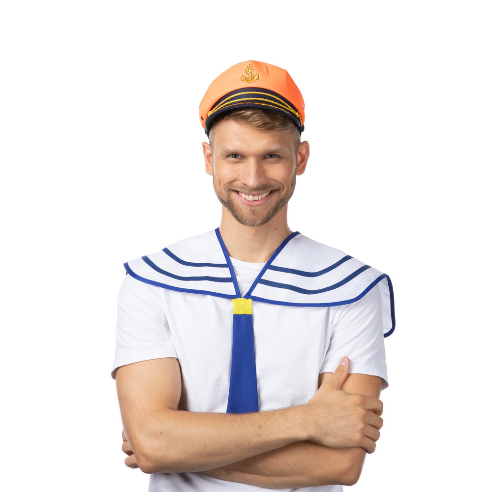 Captain Sailor Hat Orange Fancy Dress Sea Captain Nautical Party Costume Accessory
