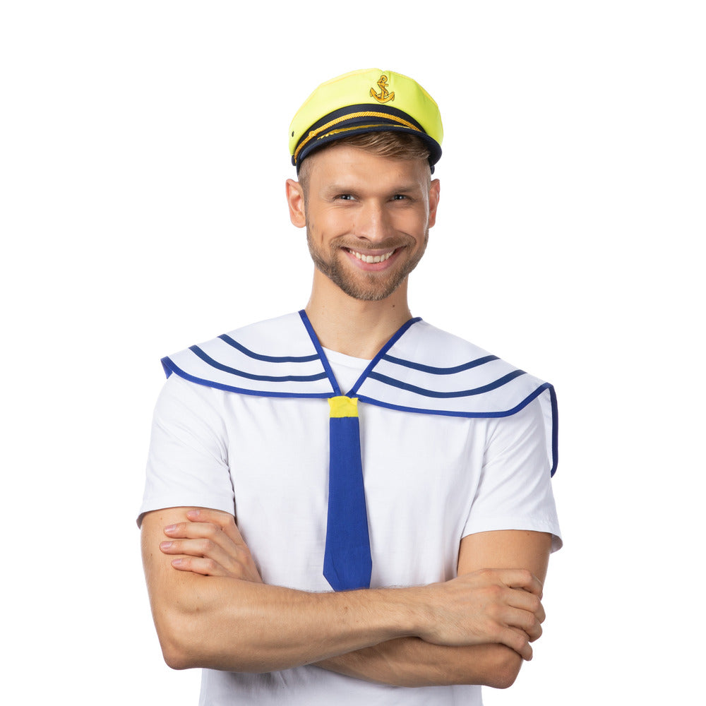Captain Sailor Hat Yellow Fancy Dress Sea Captain Nautical Party Costume Accessory