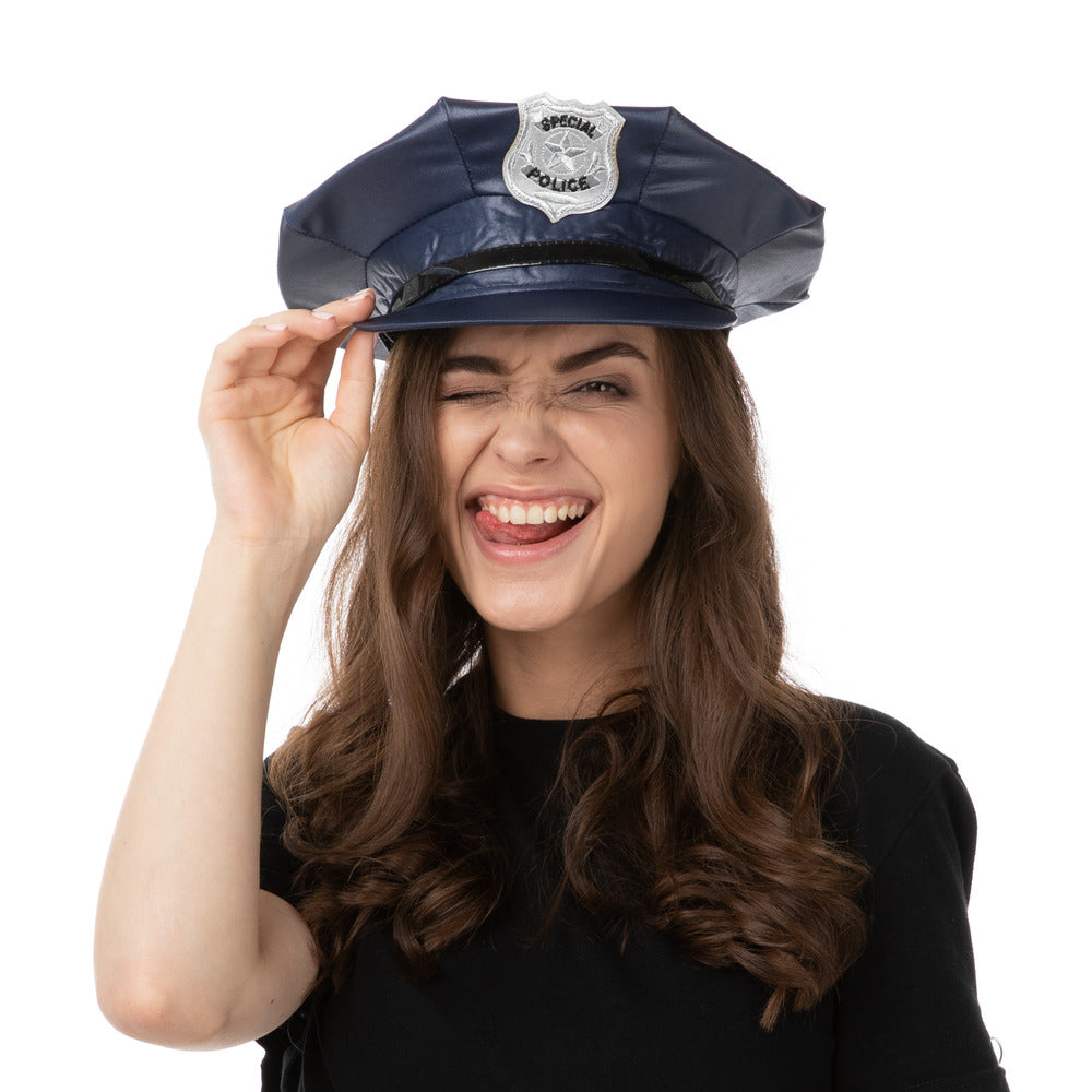Special Police Hat Navy Cop Officer Unisex Fancy Dress Halloween Costume Accessory