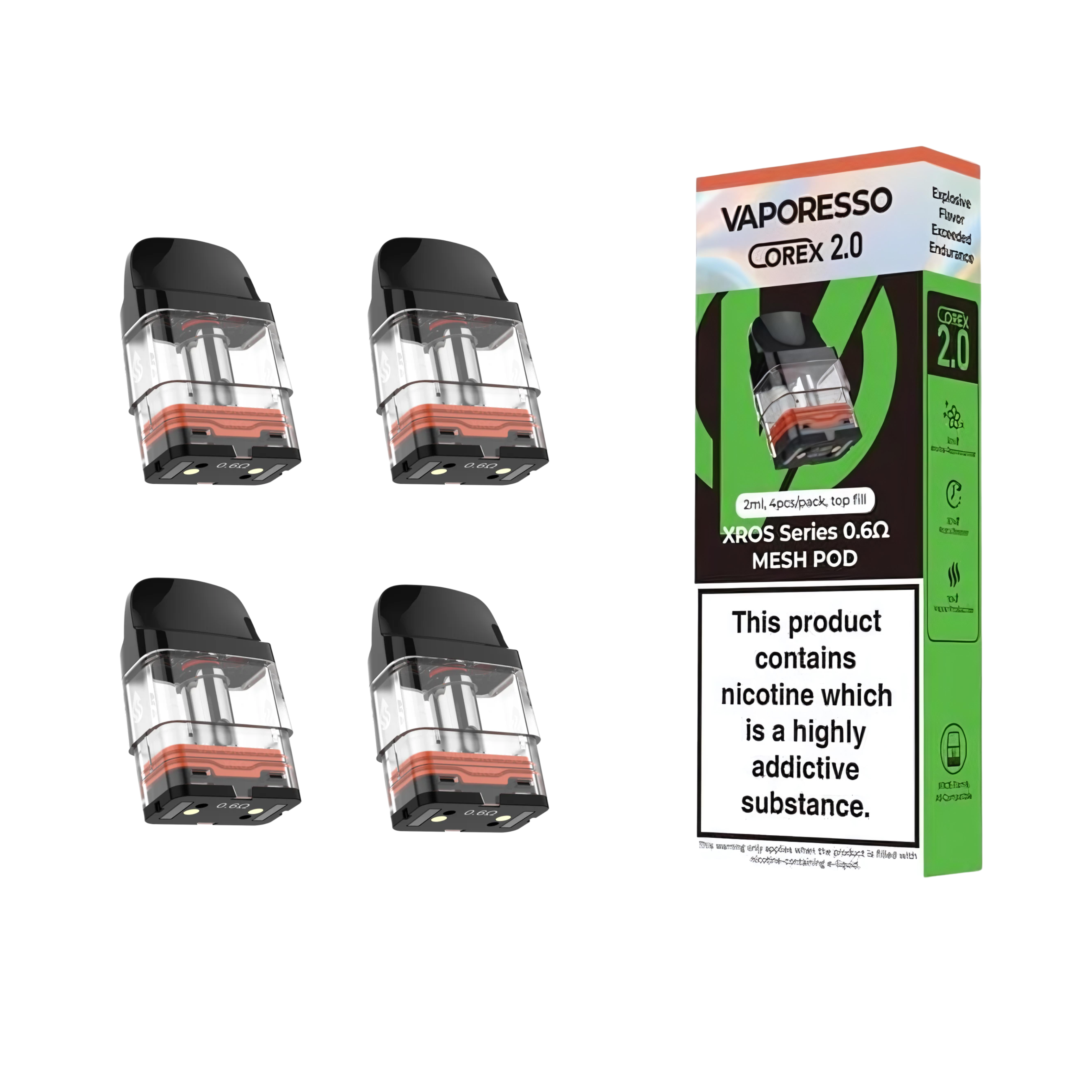 Vaporesso XROS Replacment Pods 0.6 Ohm Corex 2 Pack of 4 TPD