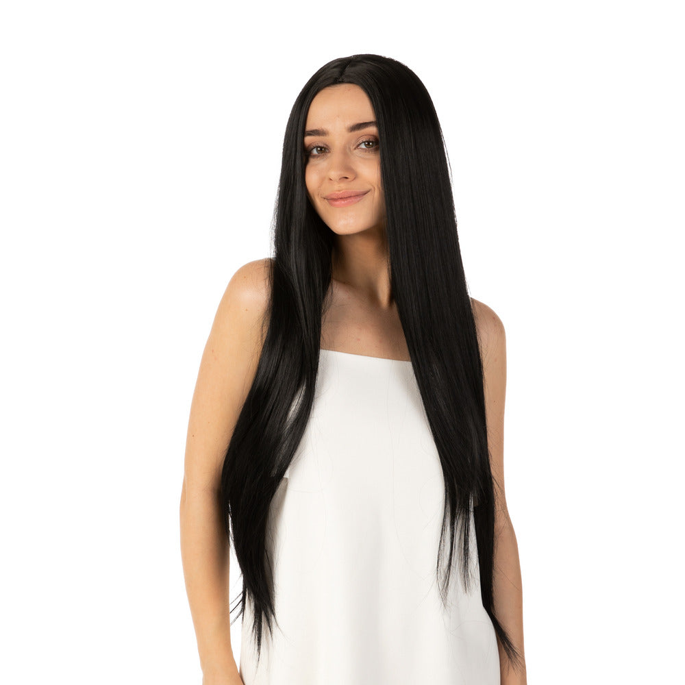 Long Black Wig Straight Fancy Dress Costume Halloween Cosplay Party Hair