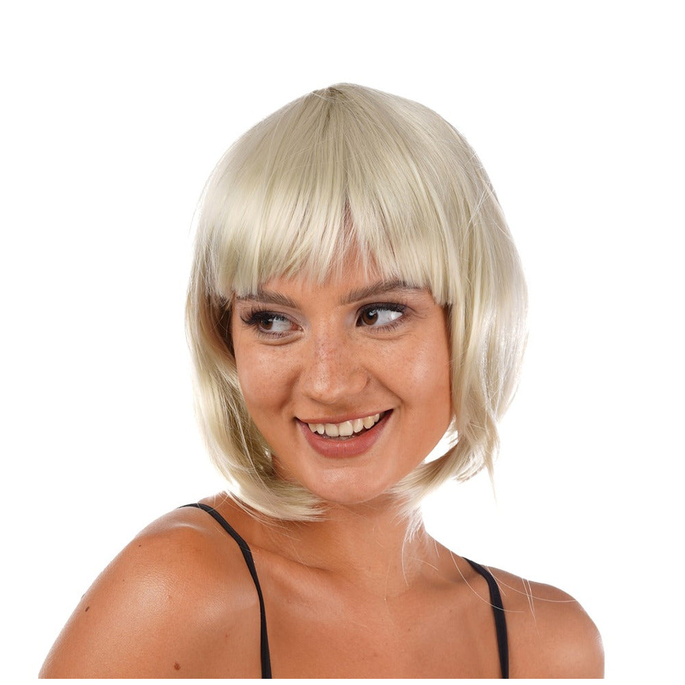 Blonde Short Bob Wig with Fringe Fancy Dress 1920s Flapper Cosplay Party Wig