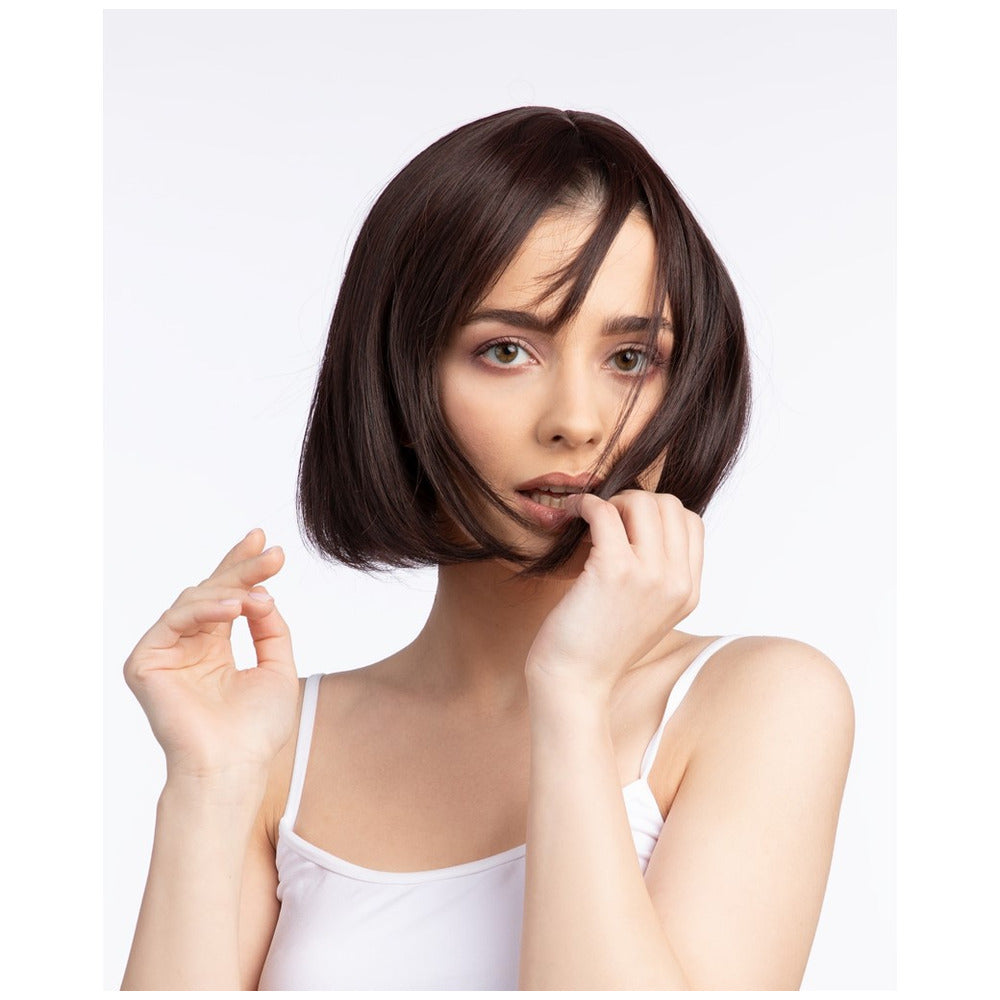 Heat Resistant Brown Short Bob Wig with Fringe Fancy Dress Cosplay Party Wig
