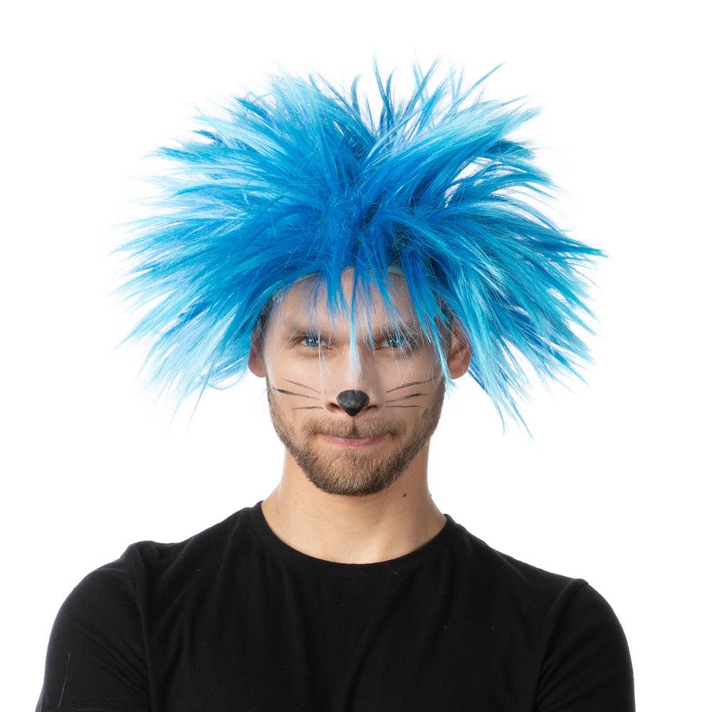 Blue Character Wig Spiky Messy Fancy Dress Costume Cosplay Party Unisex Hair