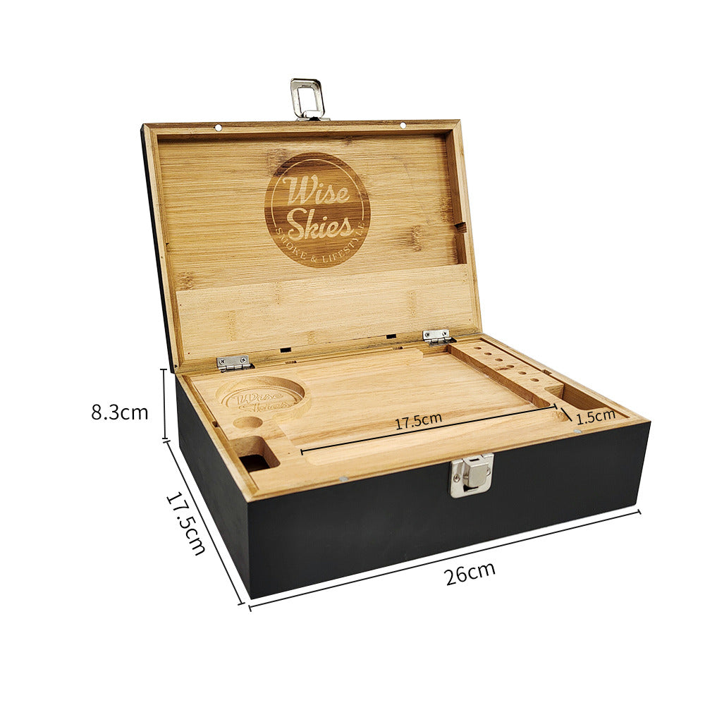 Wise Skies X-Large Black Bamboo Rolling Box