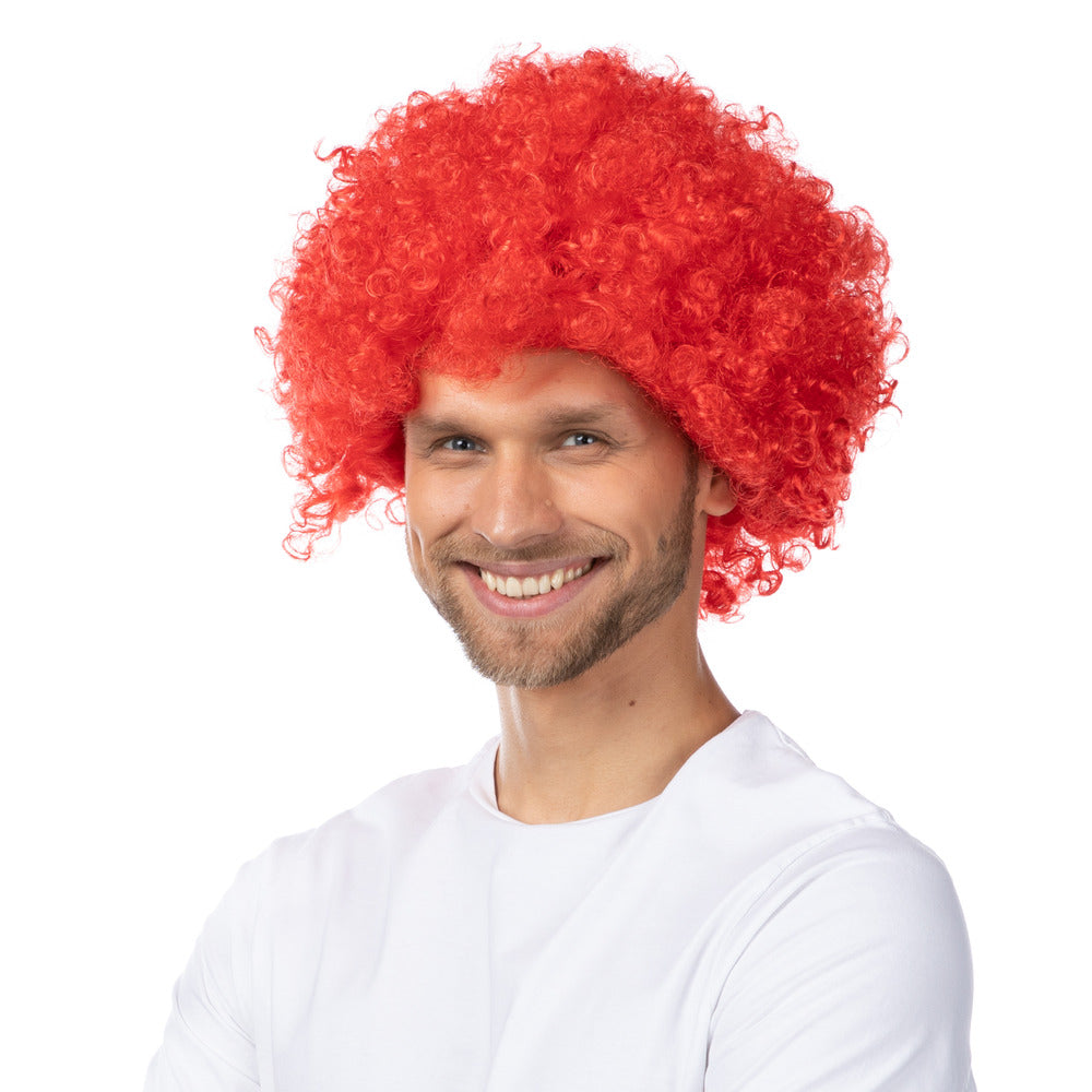 Red Afro Wig Curly Funky Clown Costume Fancy Dress Party Disco Unisex Hair