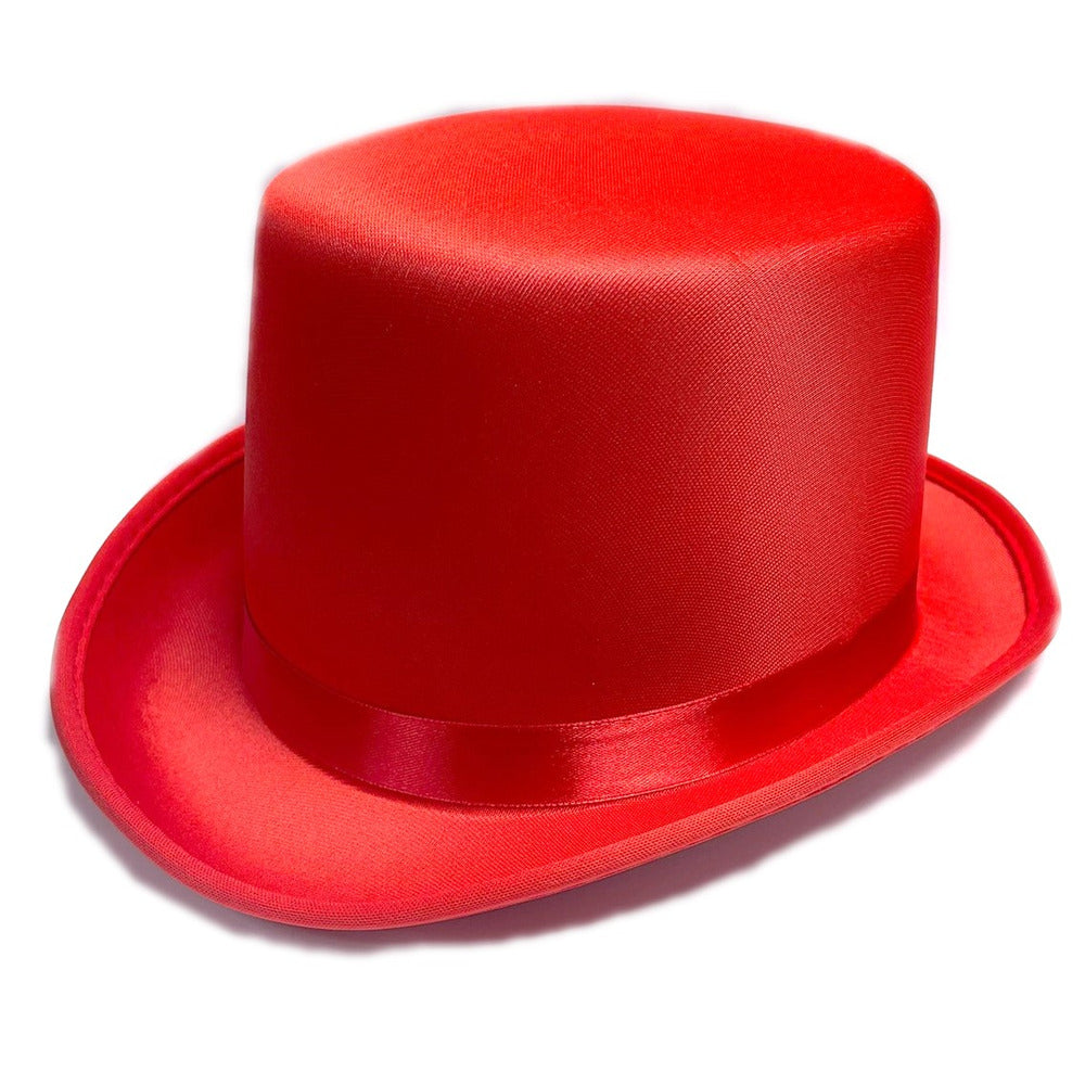 Red Top Hat Fancy Dress Victorian Steampunk Circus Costume Party Accessory