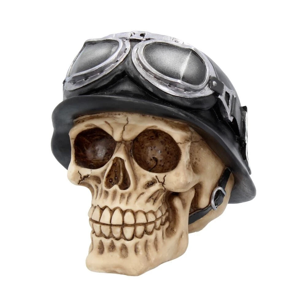Nemesis Now Iron Cross Helmet and Goggles Biker Skull 15.5cm