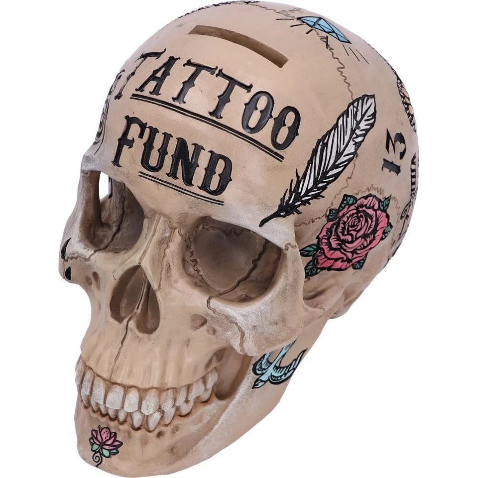 Nemesis Now Natural Bone Coloured Traditional, Tribal Tattoo Fund Skull