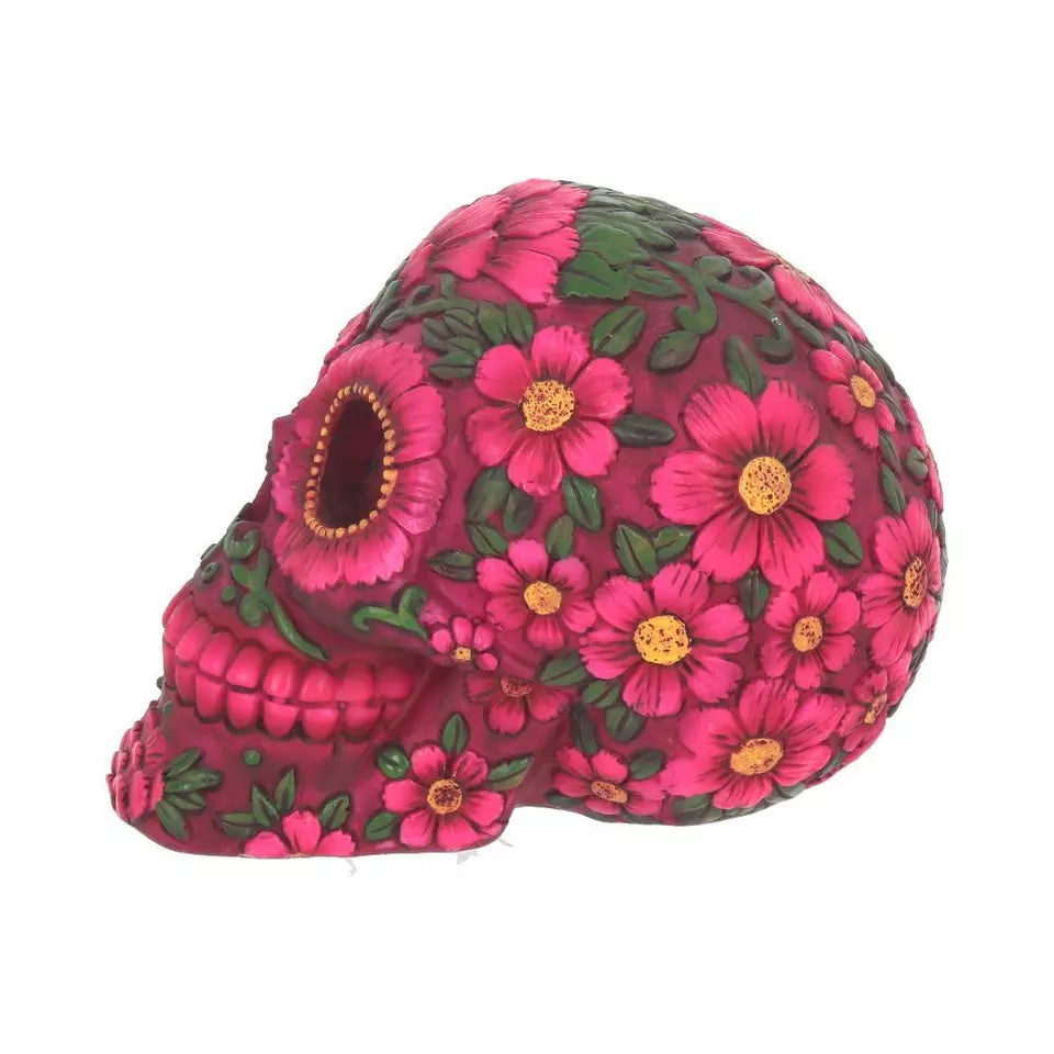 Nemesis Now Sugar Blossom Pink Skull 14.5cm