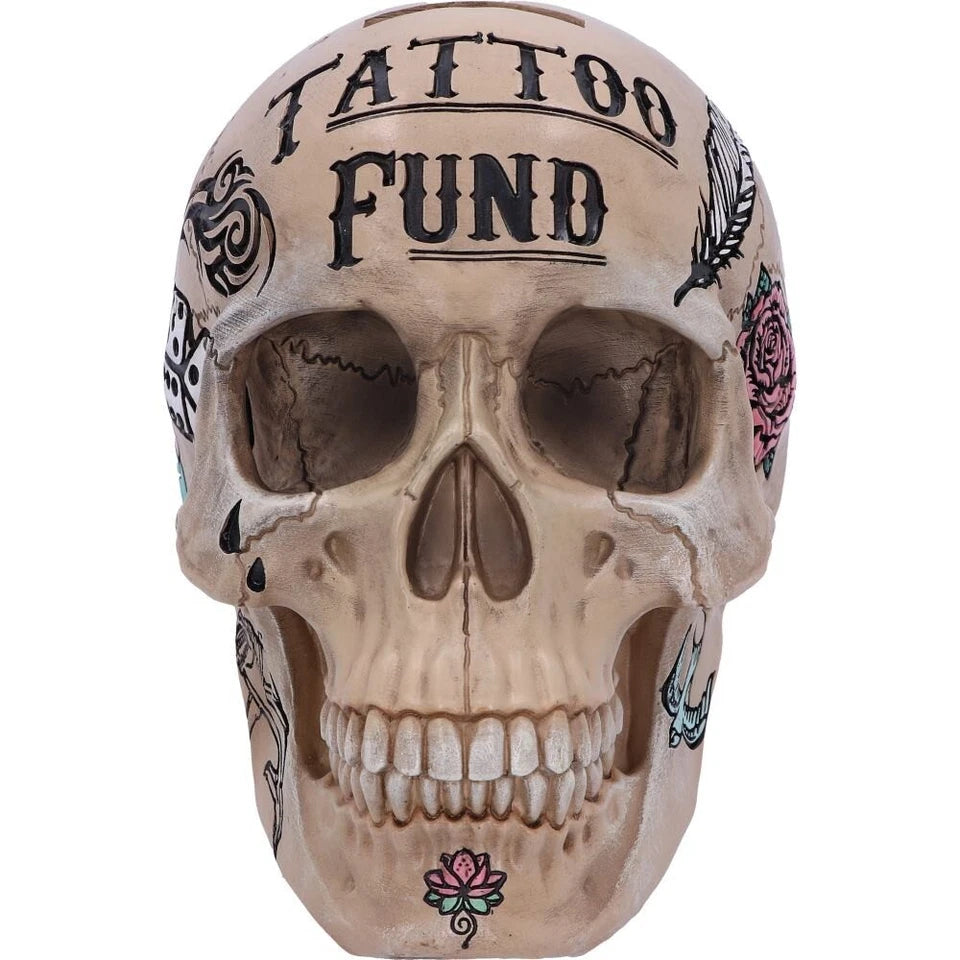 Nemesis Now Natural Bone Coloured Traditional, Tribal Tattoo Fund Skull