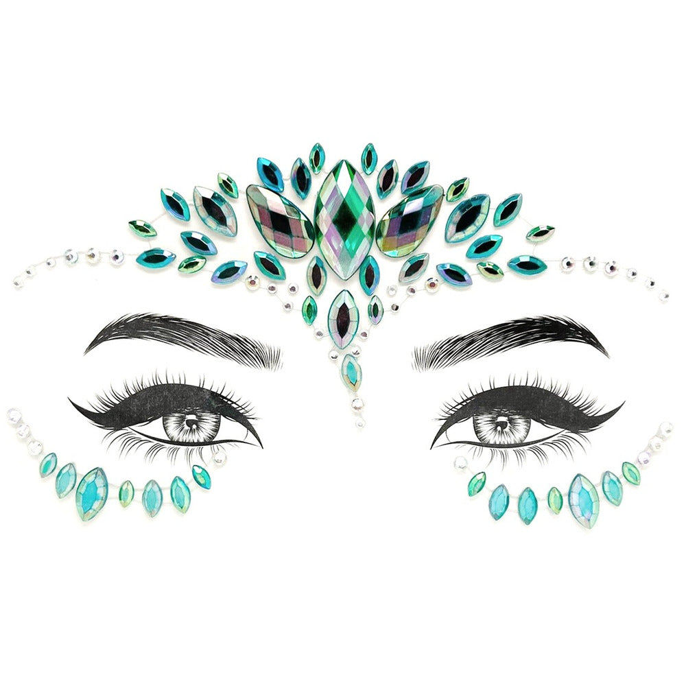Stylex Party Bird Design Face Gems Green