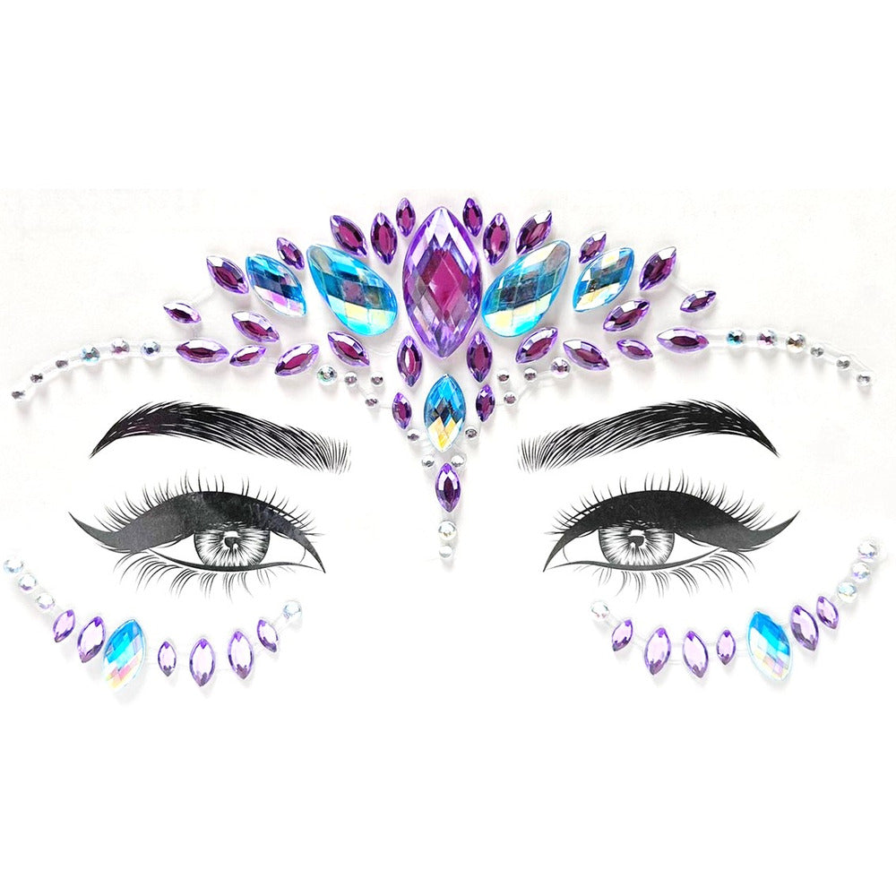 Stylex Party Bird Design Face Gems Purple & Blue