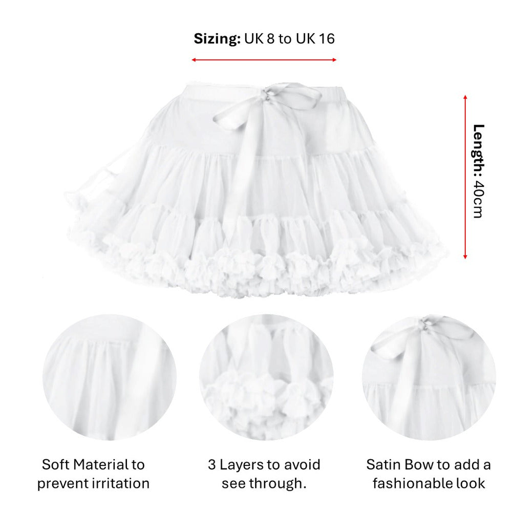 Luxury White Layered Tutu Skirt Angel Fancy Dress Ballet Hen Night Party Costume