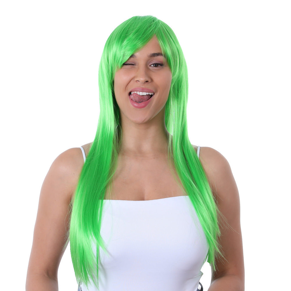 Green Long Straight Wig Fancy Dress Cosplay Costume Party Hair