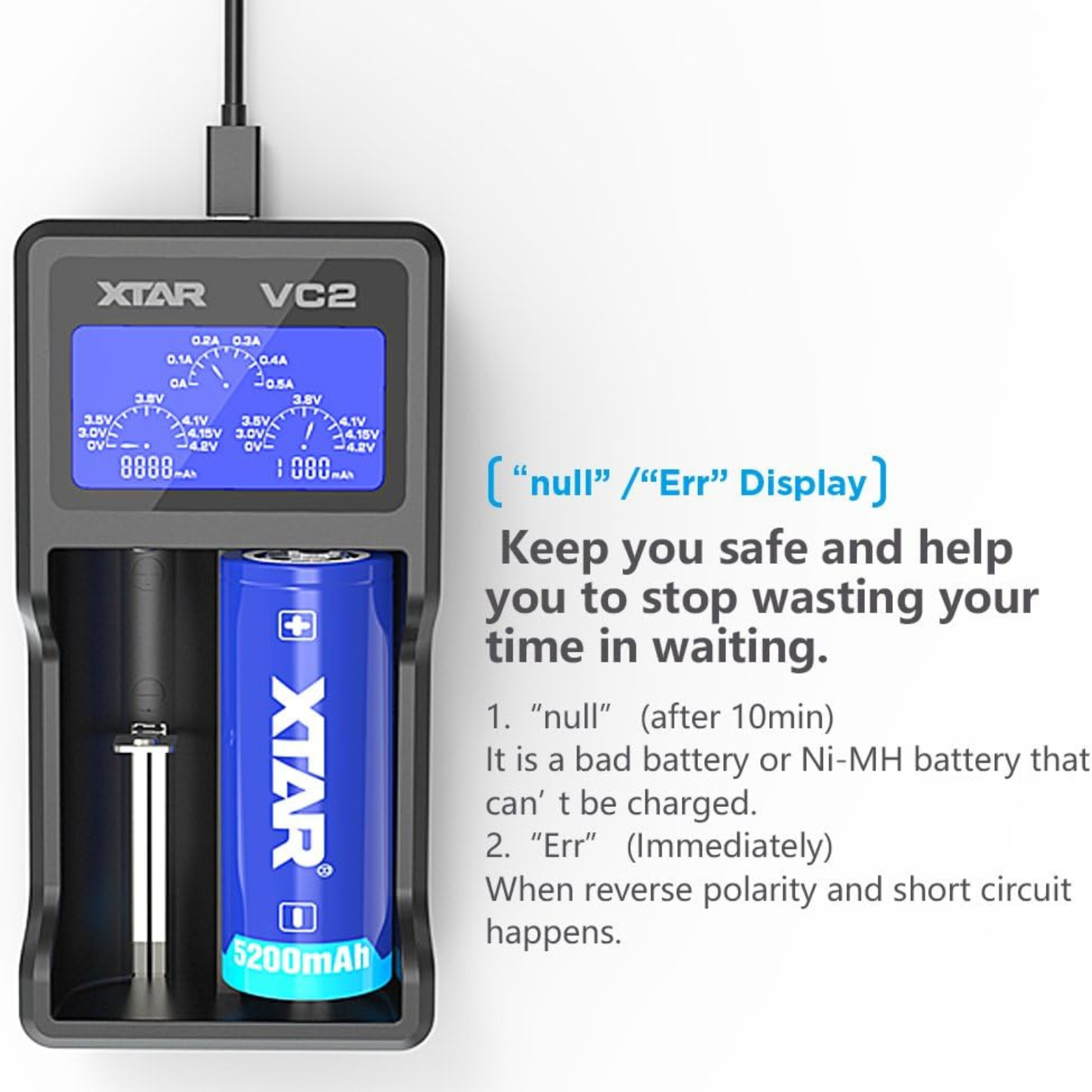 XTAR VC2 USB LCD Battery Charger