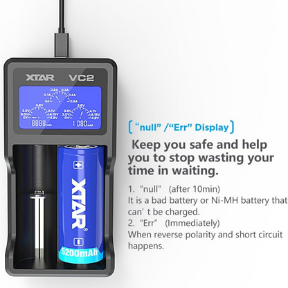 XTAR VC2 USB LCD Battery Charger