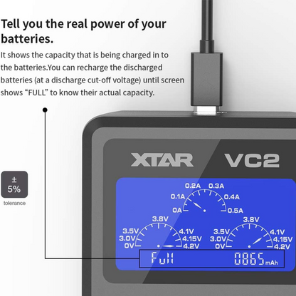 XTAR VC2 USB LCD Battery Charger