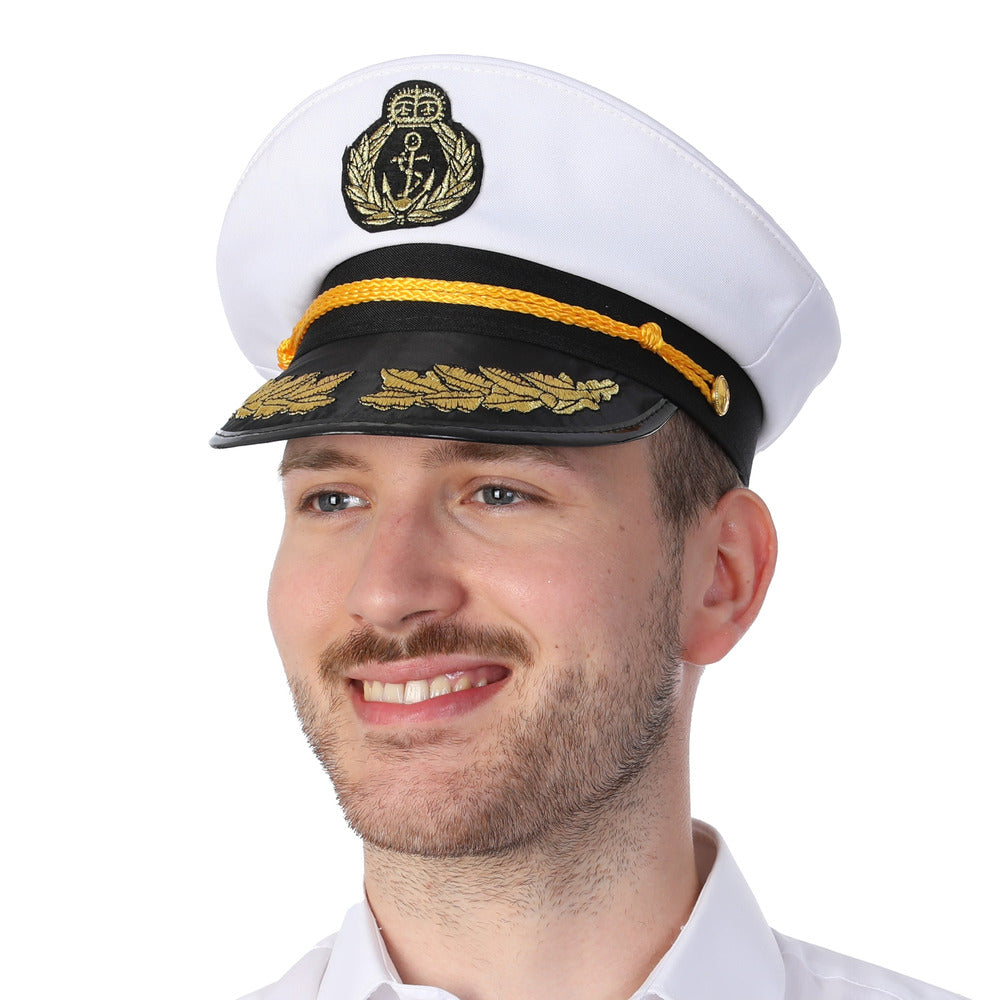 Captain Sailor Hat White Anchor Naval Ship Captain Fancy Dress Party Costume Accessory