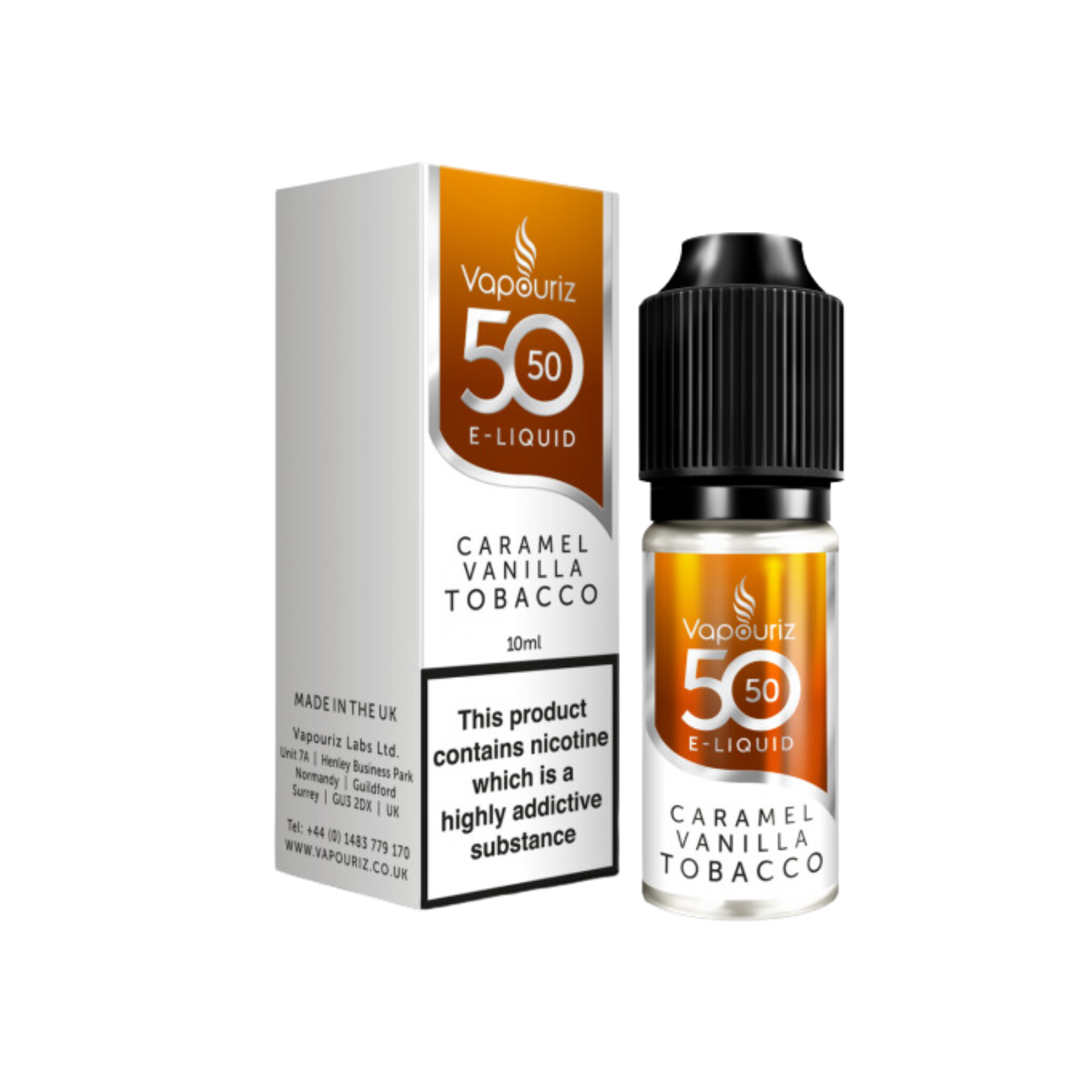 Caramel Vanilla Tobacco 50_50 10ml E-liquid by Vapouriz