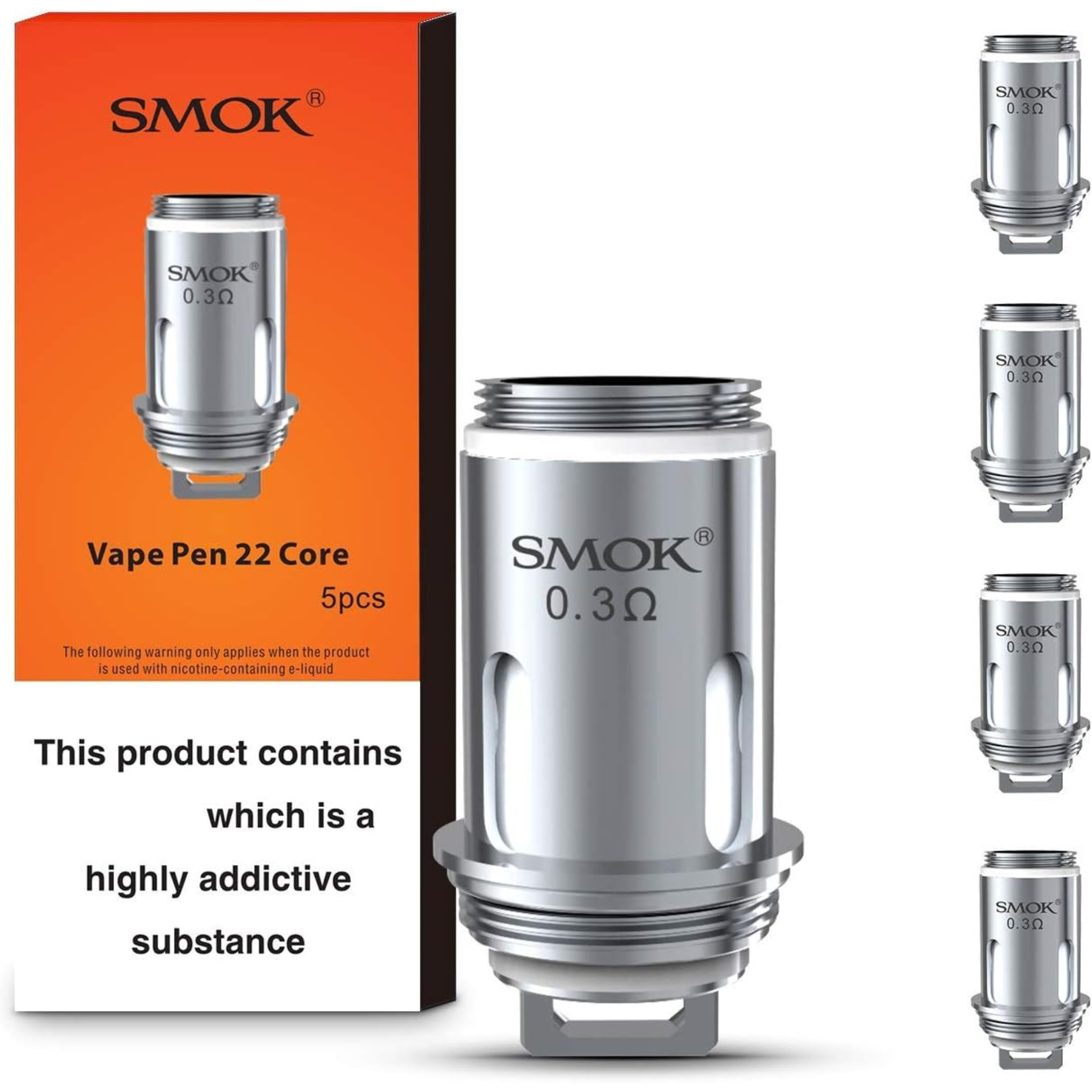 Smok Vape Pen 22 Coils 0.3Ω Pack of 5 | Replacement Core Atomizer Heads