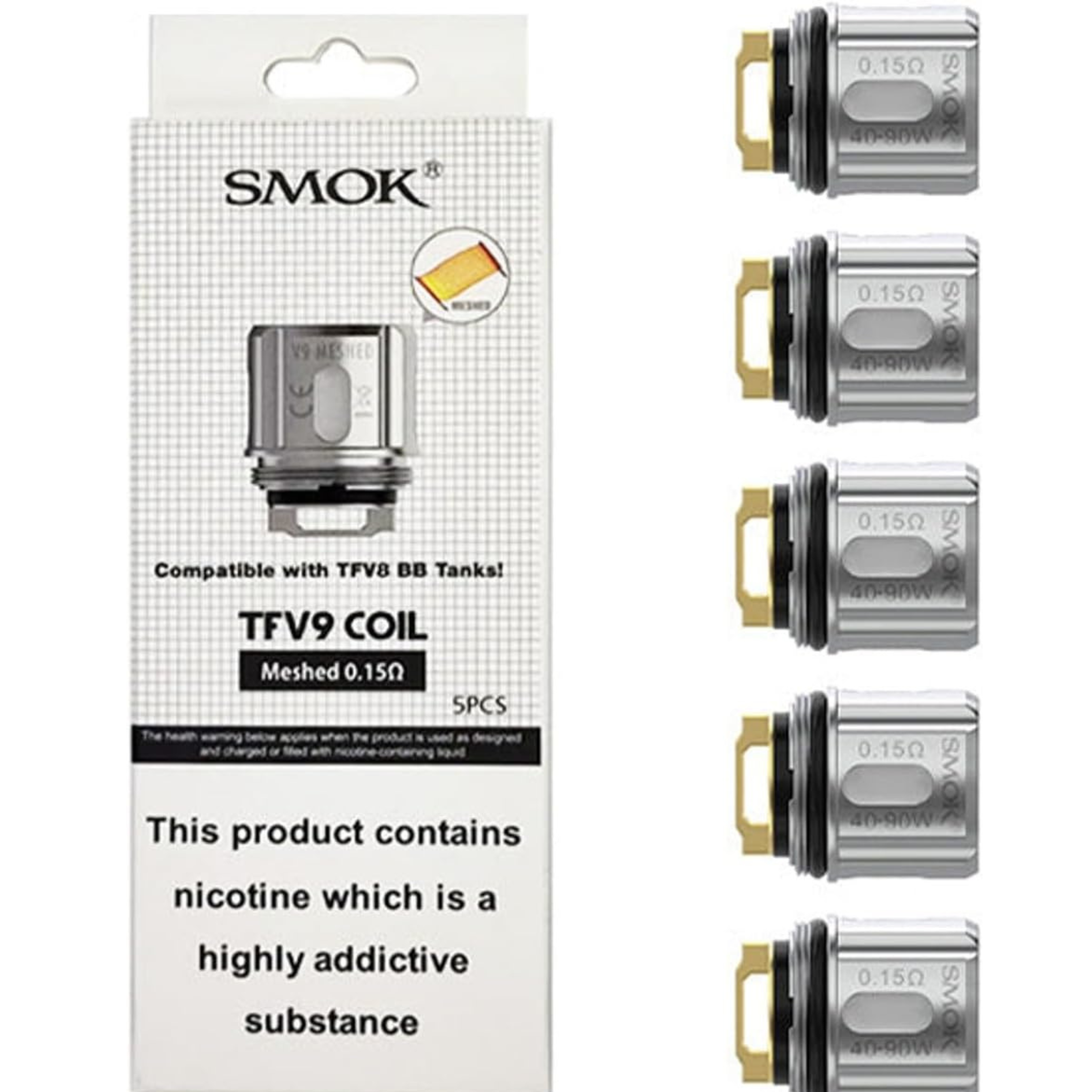 Smok TFV9 Mesh Coils 0.15Ω Pack of 5 | Replacement Vape Atomizer Heads