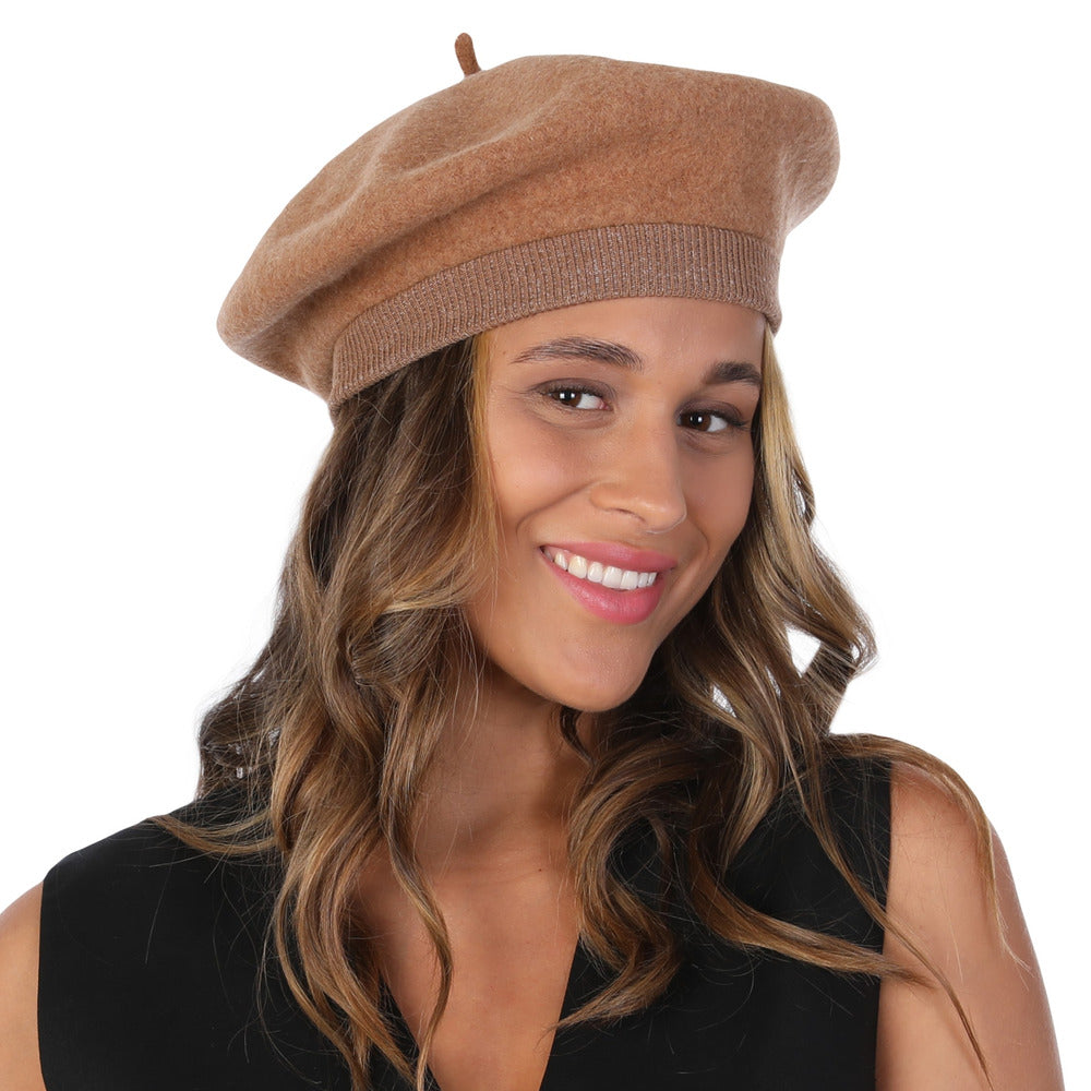 Deluxe Camel Wool Beret Hat French Style Classic Fashion Accessory Unisex Chic