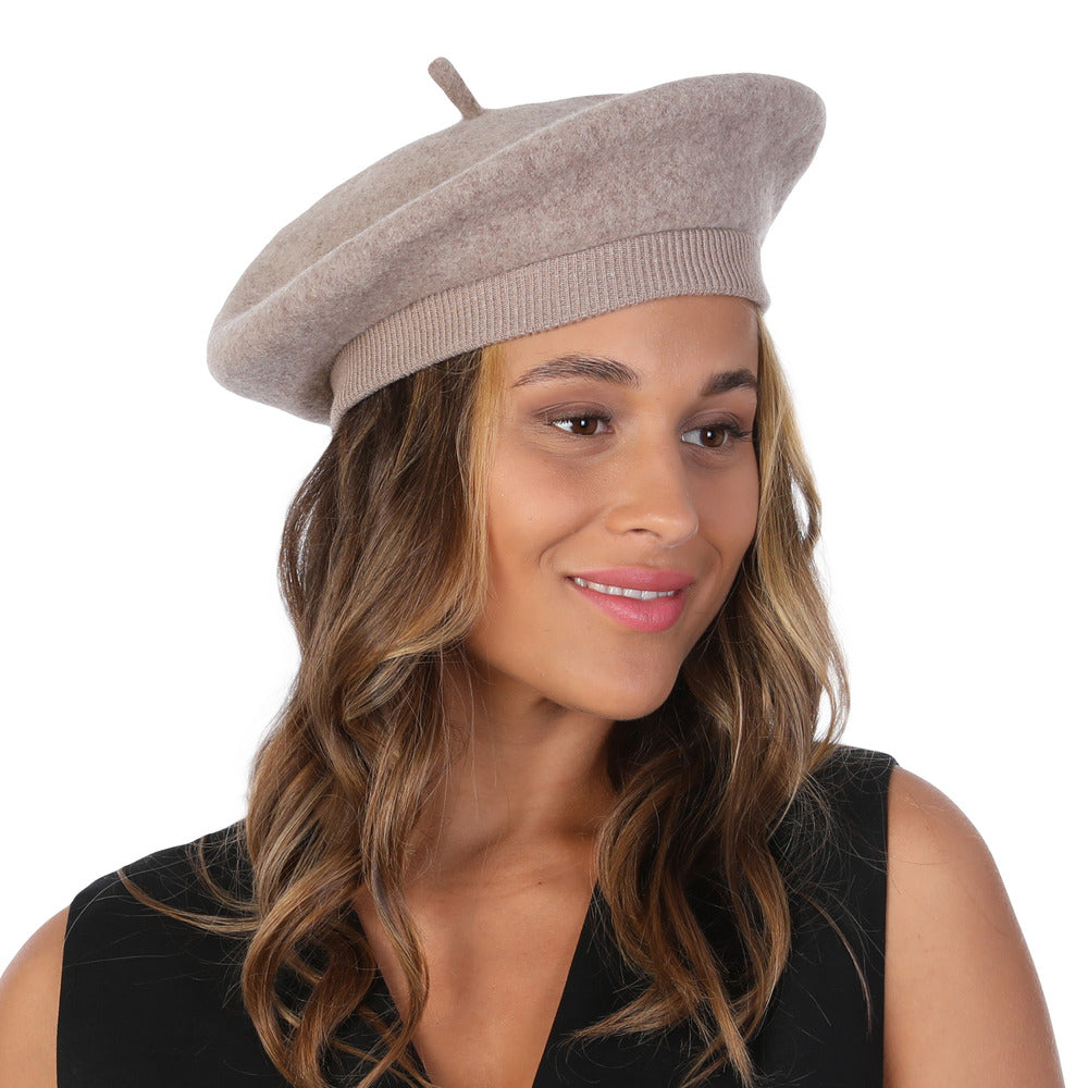 Deluxe Mocha Wool Beret Hat French Style Fashion Accessory Chic Unisex Classic