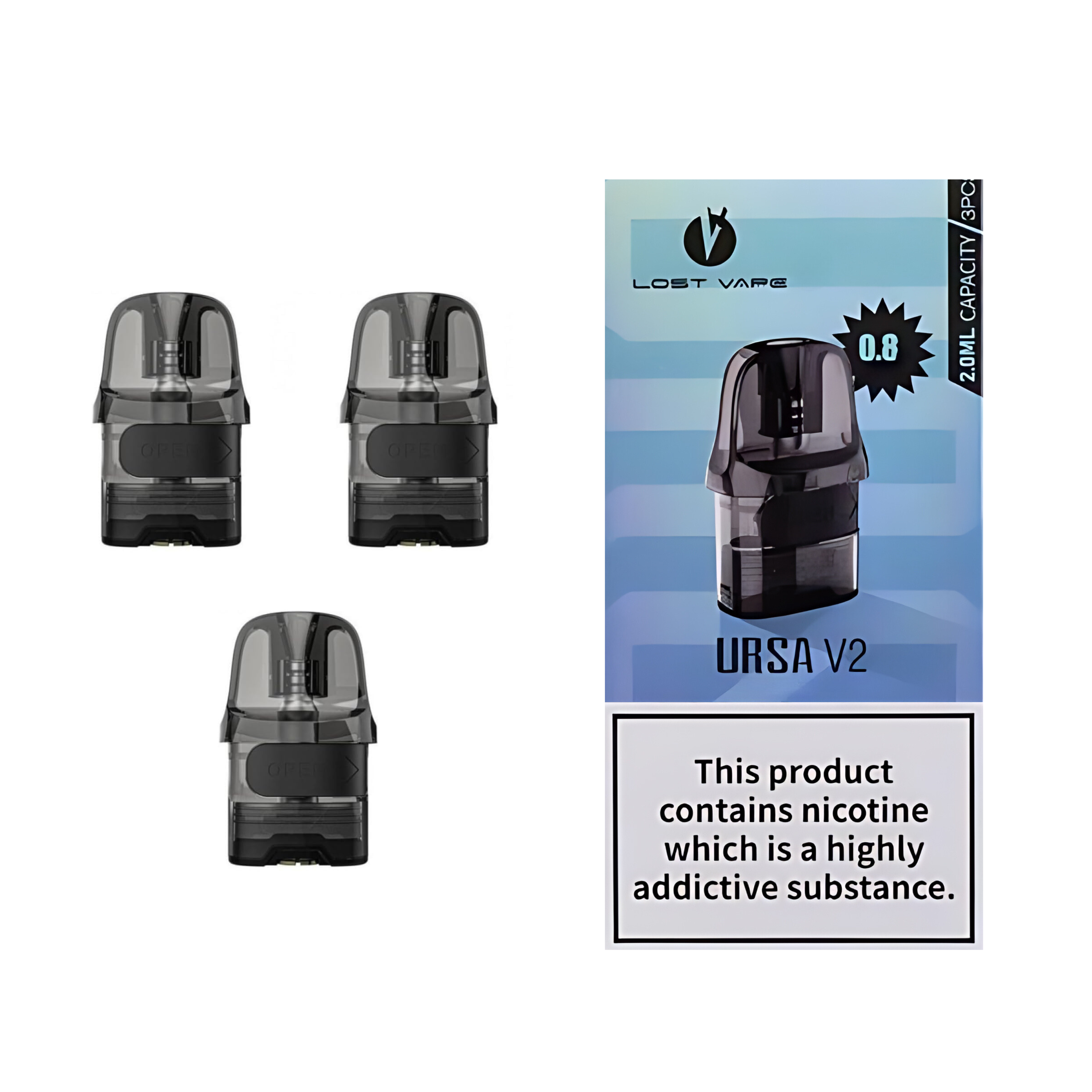 Lost Vape Ursa V2 Replacment Cartridges 3 Pack 0.8Ω