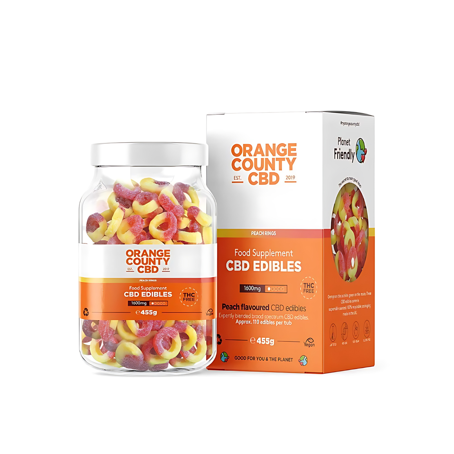 Peach Rings 455g CBD Edibles 1600mg By Orange County