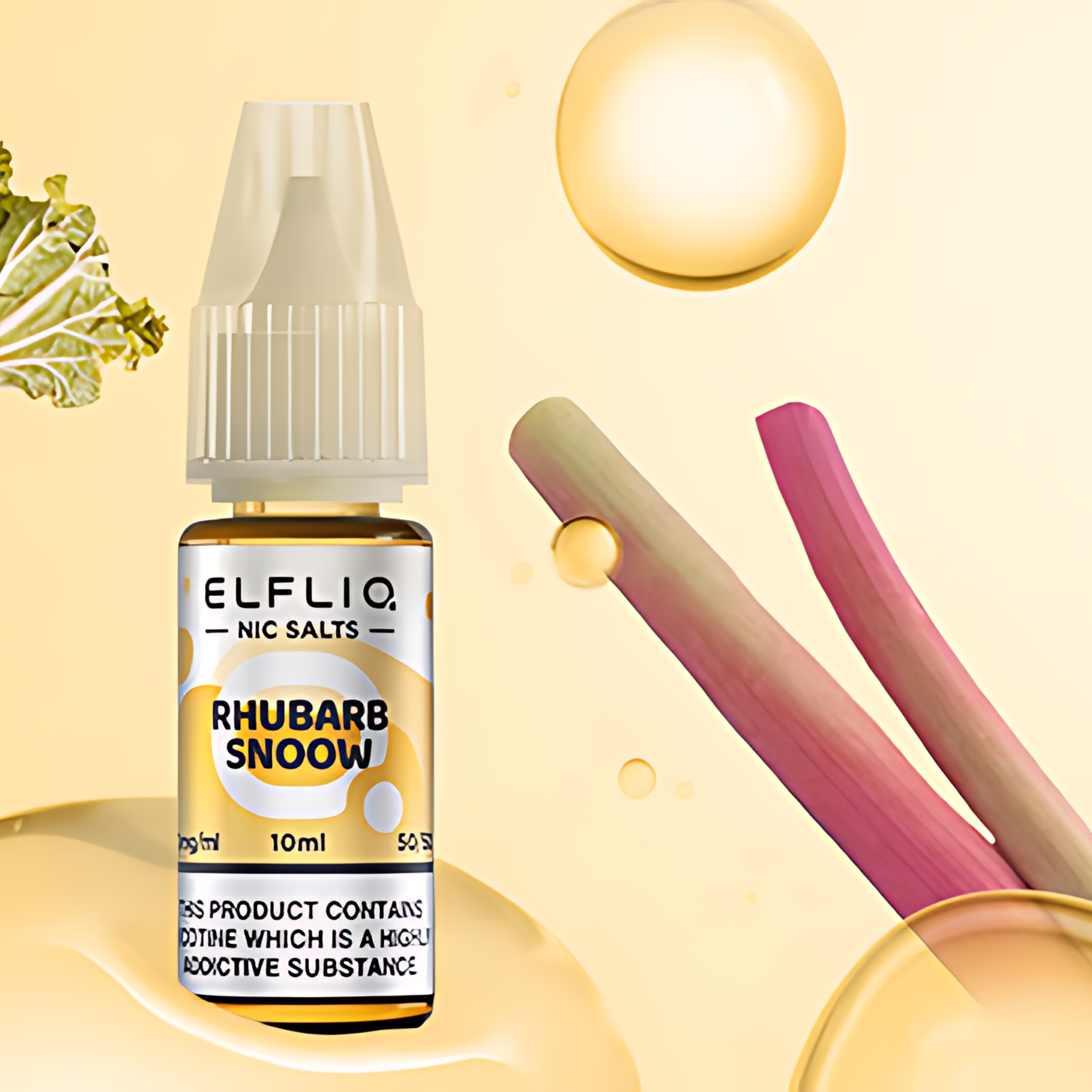 Rhubarb Snoow Nic Salt E-Liquid by Elfliq Elf Bar