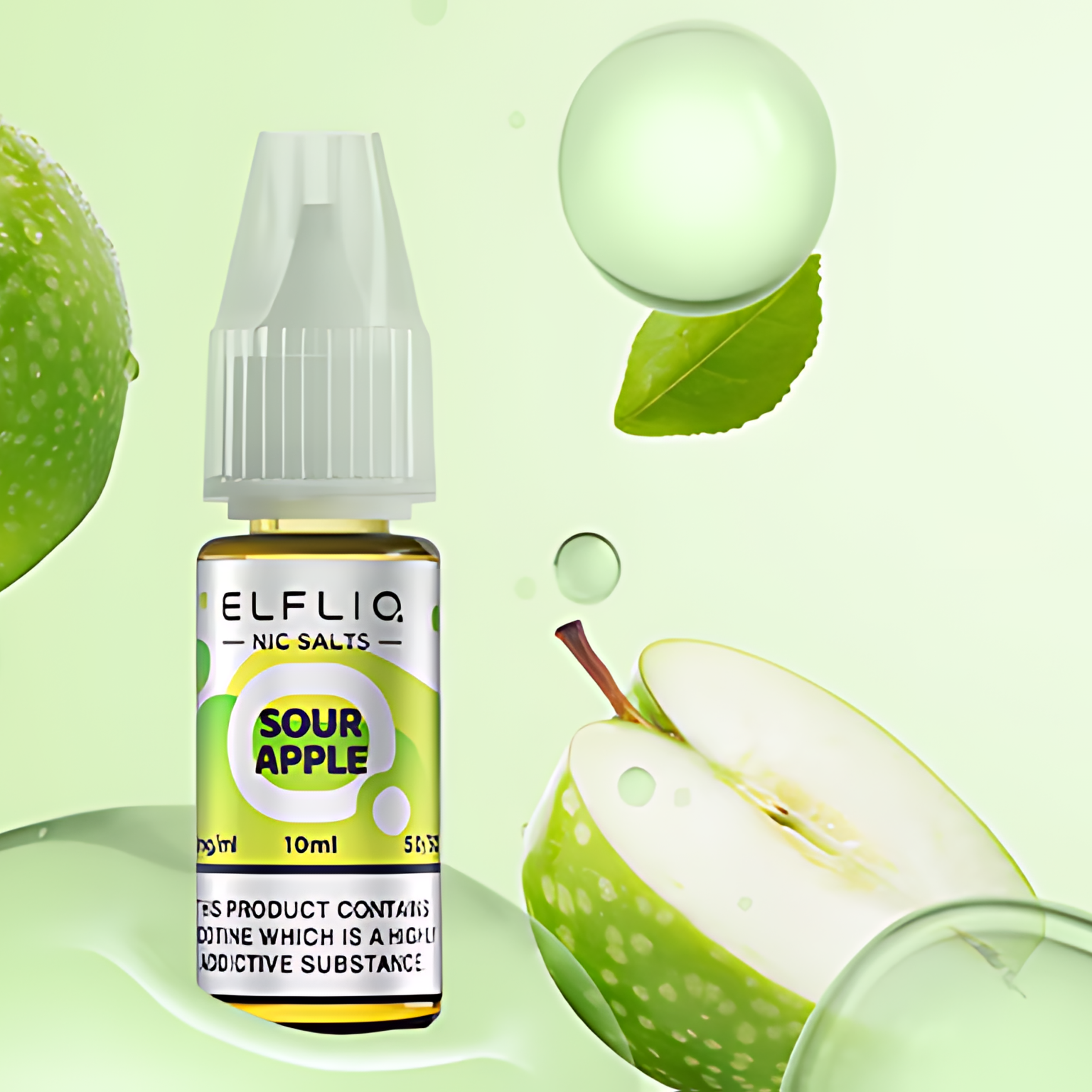 Sour Apple Nic Salt E-Liquid by Elfliq Elf Bar