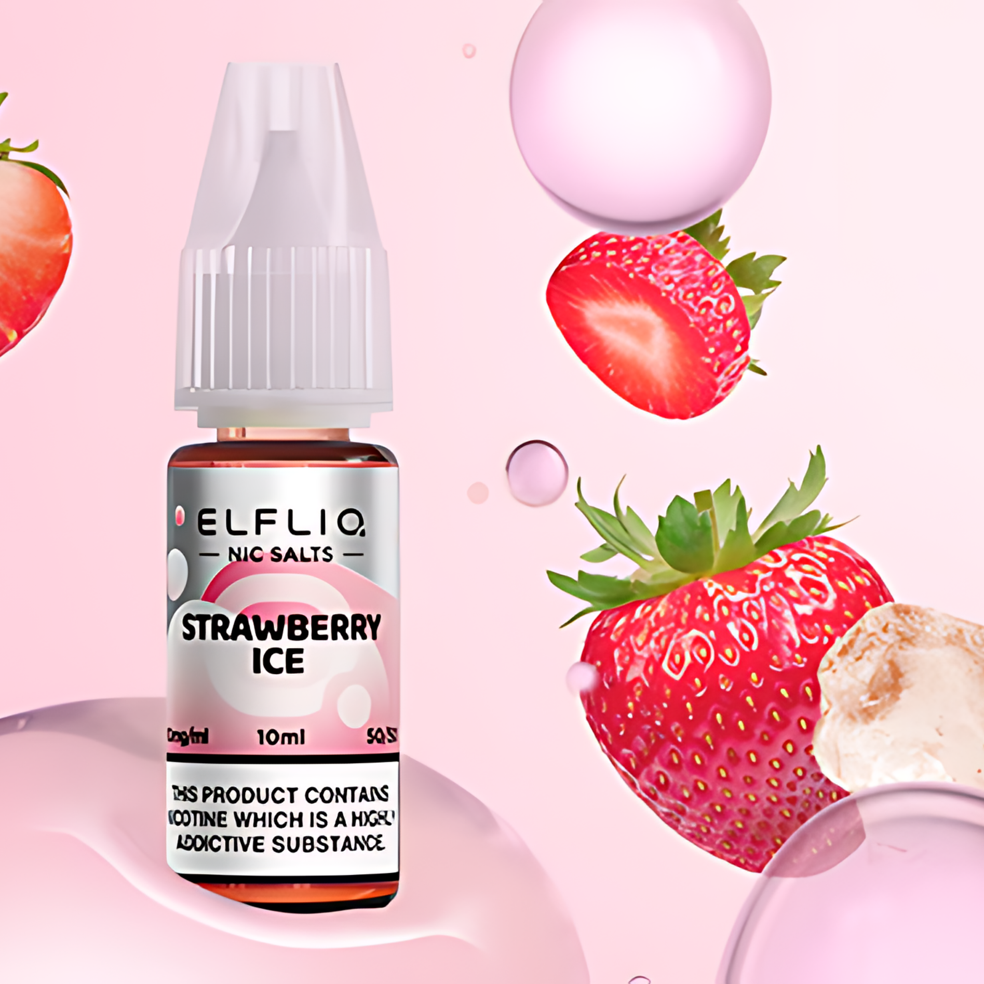 Strawberry Ice Nic Salt E-Liquid by Elfliq Elf Bar