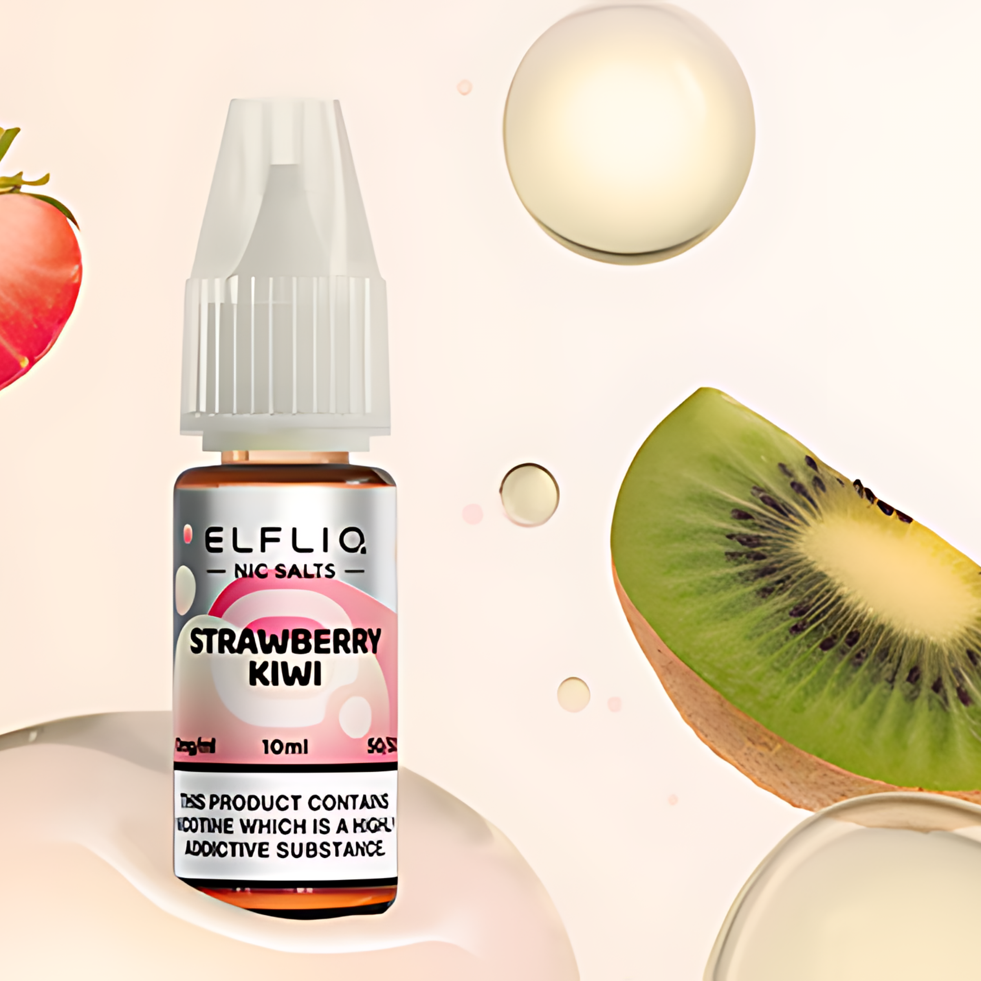 Strawberry Kiwi Nic Salt E-Liquid by Elfliq Elf Bar