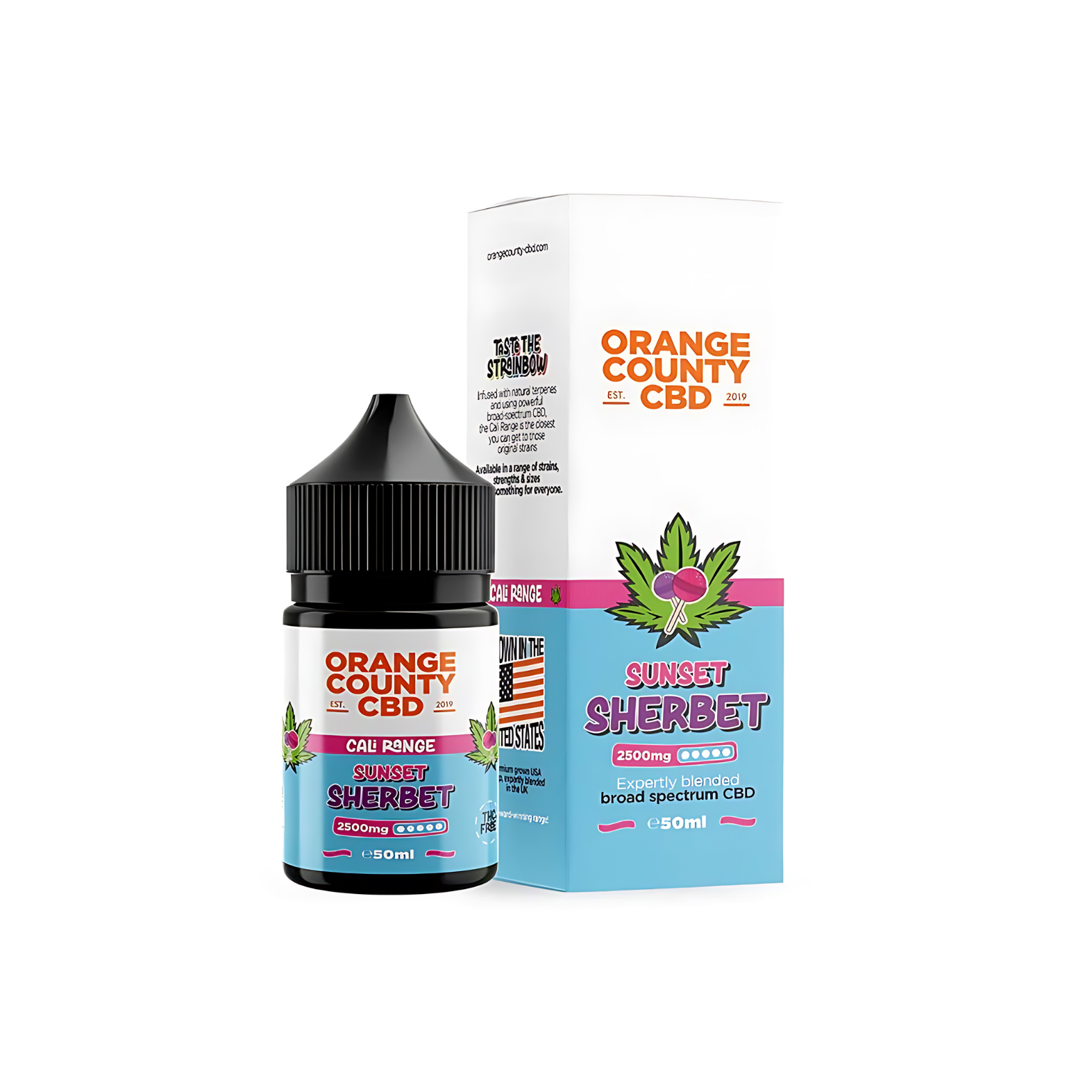 Sunset Sherbet 2500mg CBD 50ml E-liqud By Orange County