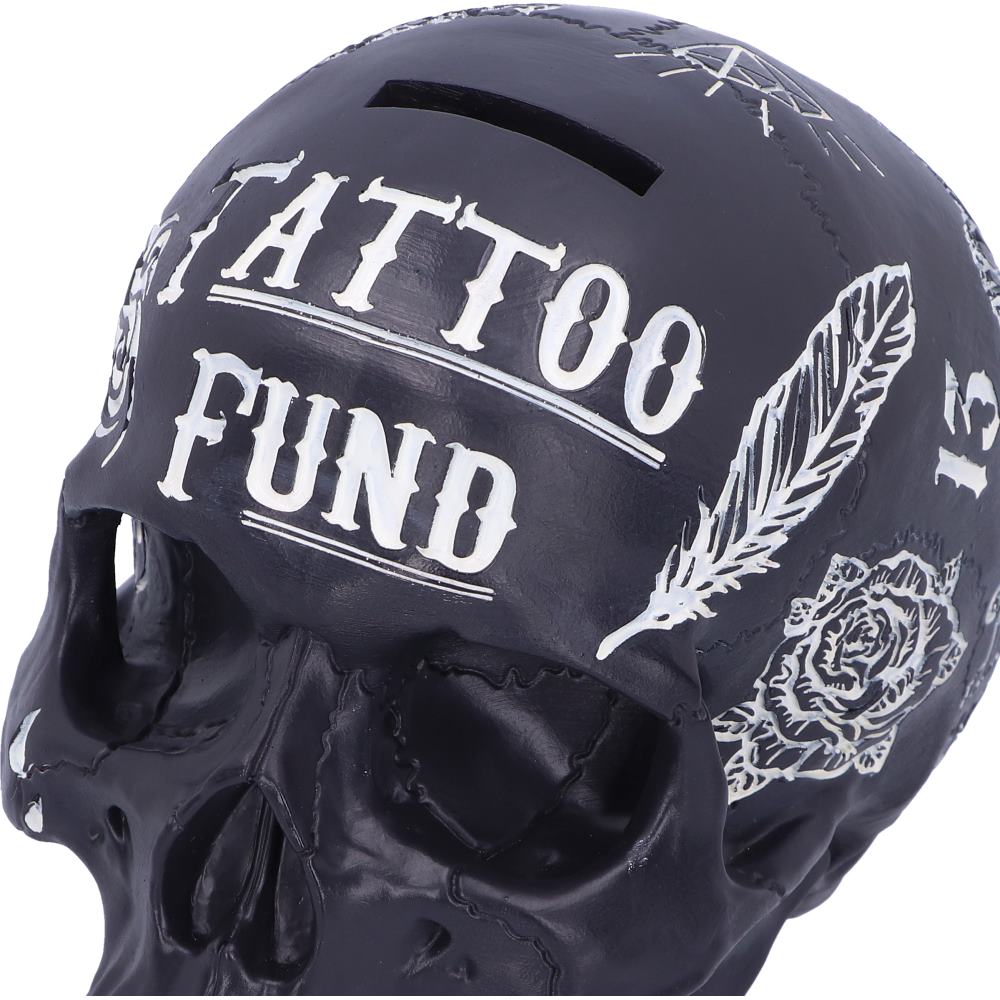 Nemesis Now Black and White Traditional, Tribal Tattoo Fund Skull