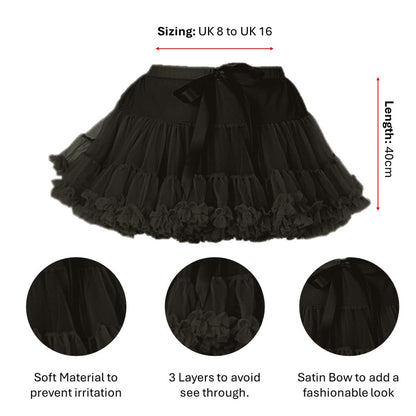 Luxury Black Layered Tutu Skirt Fancy Dress Dance Costume Gothic Hen Party Outfit