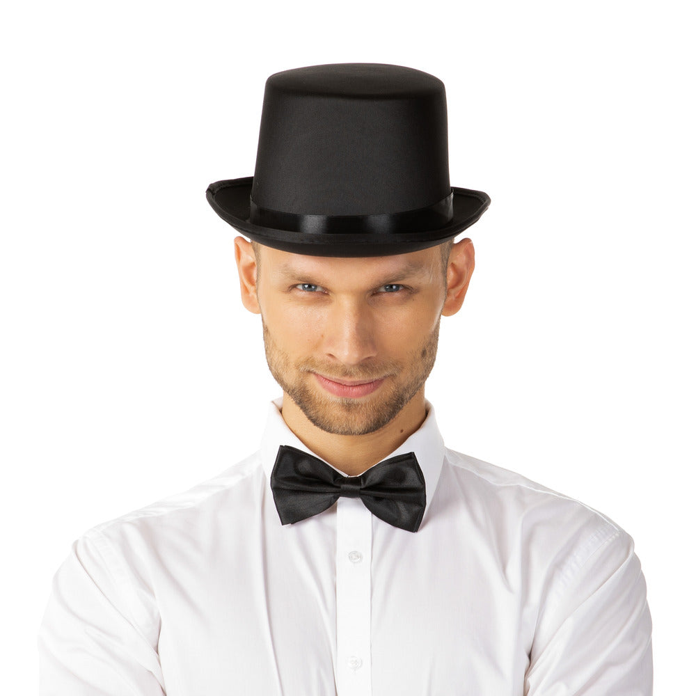 Black Top Hat 1920s Gatsby Fancy Dress Steampunk Victorian Gentleman Costume