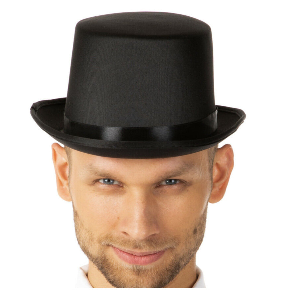 Black Top Hat 1920s Gatsby Fancy Dress Steampunk Victorian Gentleman Costume