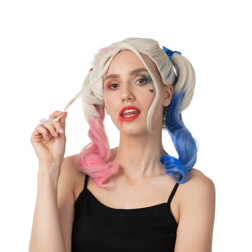Blonde Pink Blue Bunchies Wig Pigtail Fancy Dress Cosplay Party Costume Wig