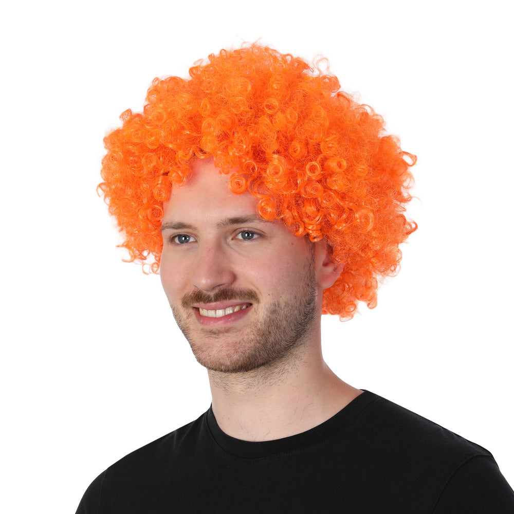 Orange Afro Wig Curly Funky Clown Disco Costume Fancy Dress Party Unisex Hair