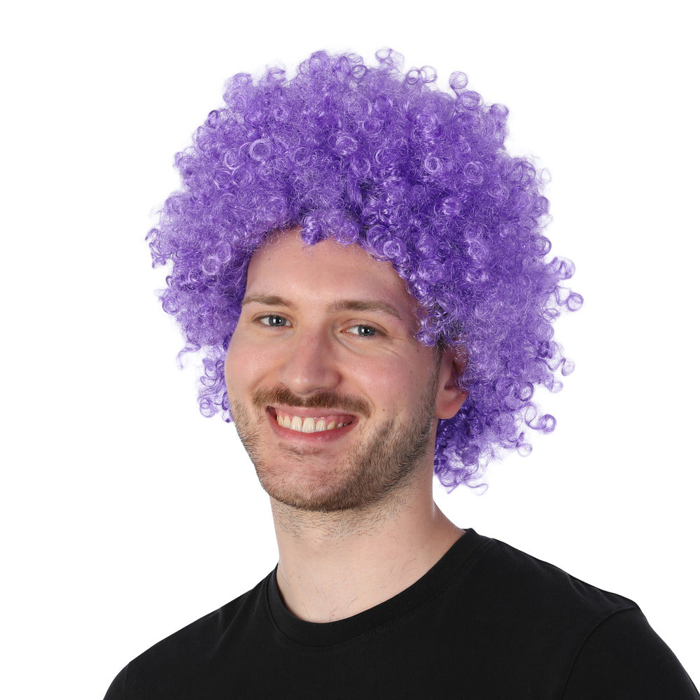 Purple Afro Wig Curly Fancy Dress Disco Party Costume Unisex Festival Clown Wig