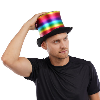 Rainbow Top Hat Pride Fancy Dress Festival Party Costume Accessory Colourful