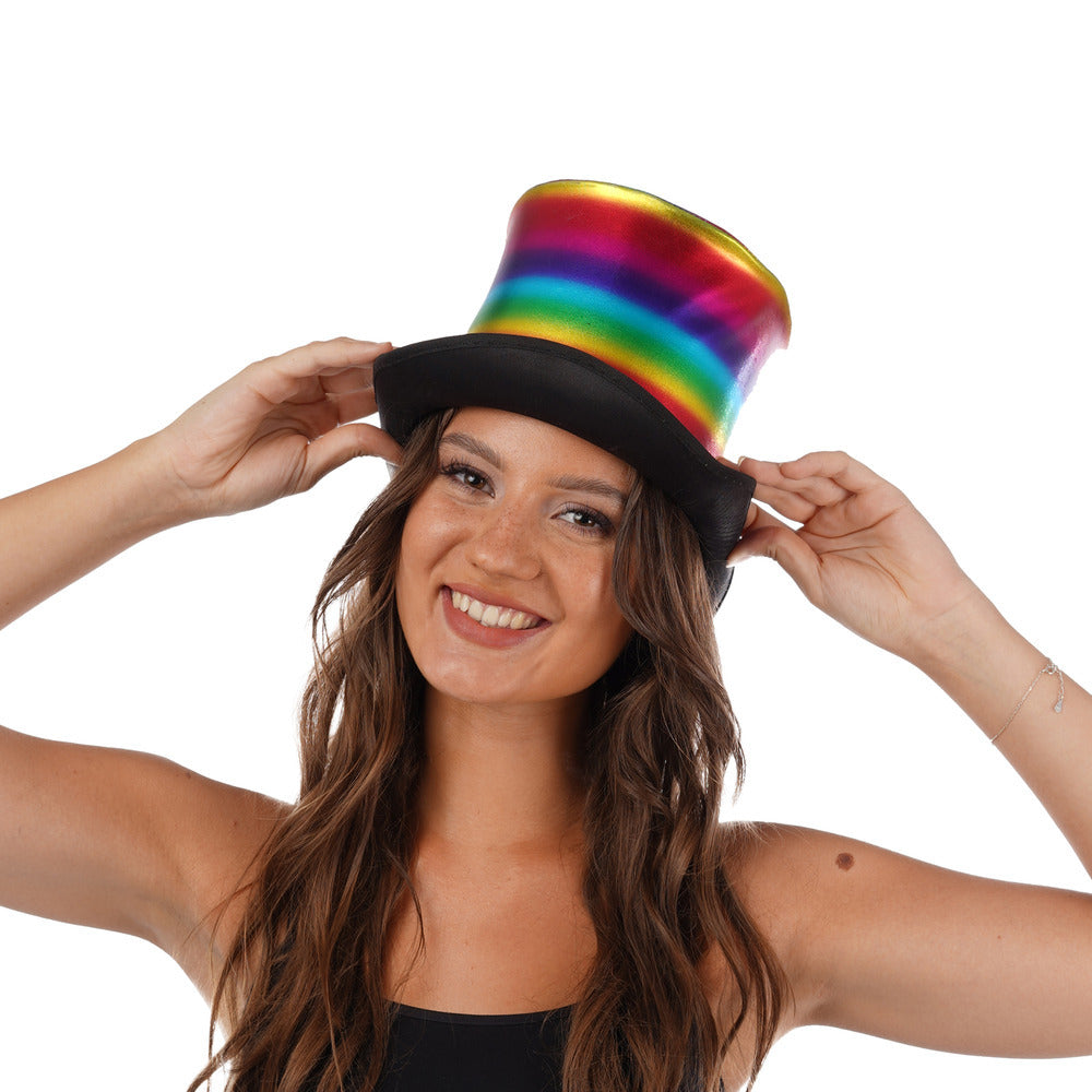 Rainbow Top Hat Pride Fancy Dress Festival Party Costume Accessory Colourful