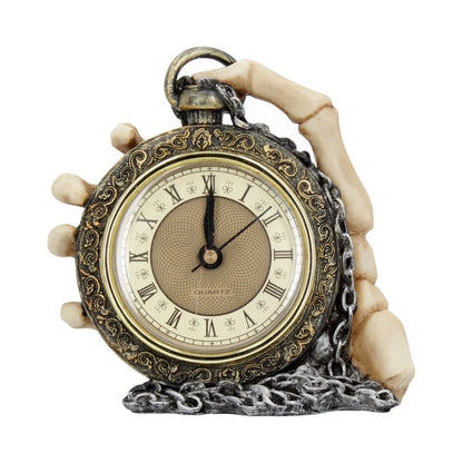 Nemesis Now About Time Skeleton Hand and Pocket Watch Mantel Clock 14cm