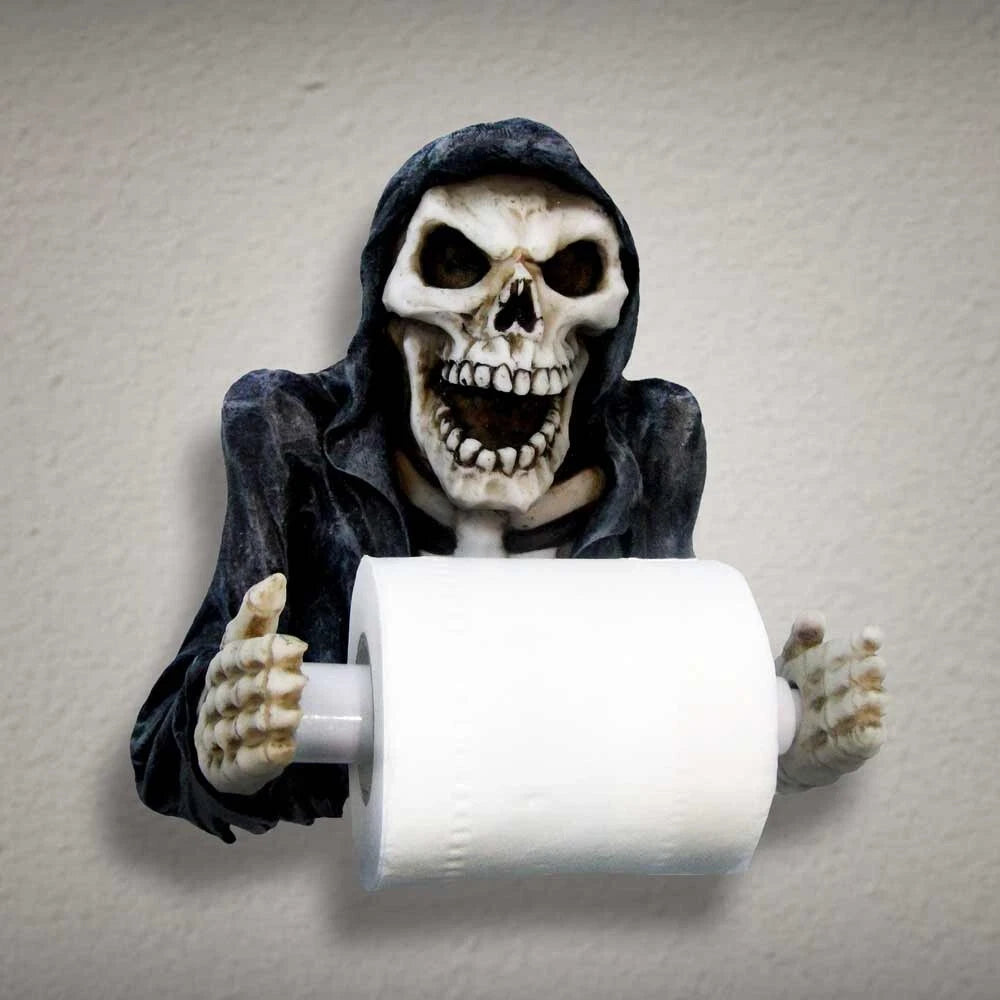 Nemesis Now Skeleton Grim Reapers Revenge Toilet Roll Paper Holder 26cm