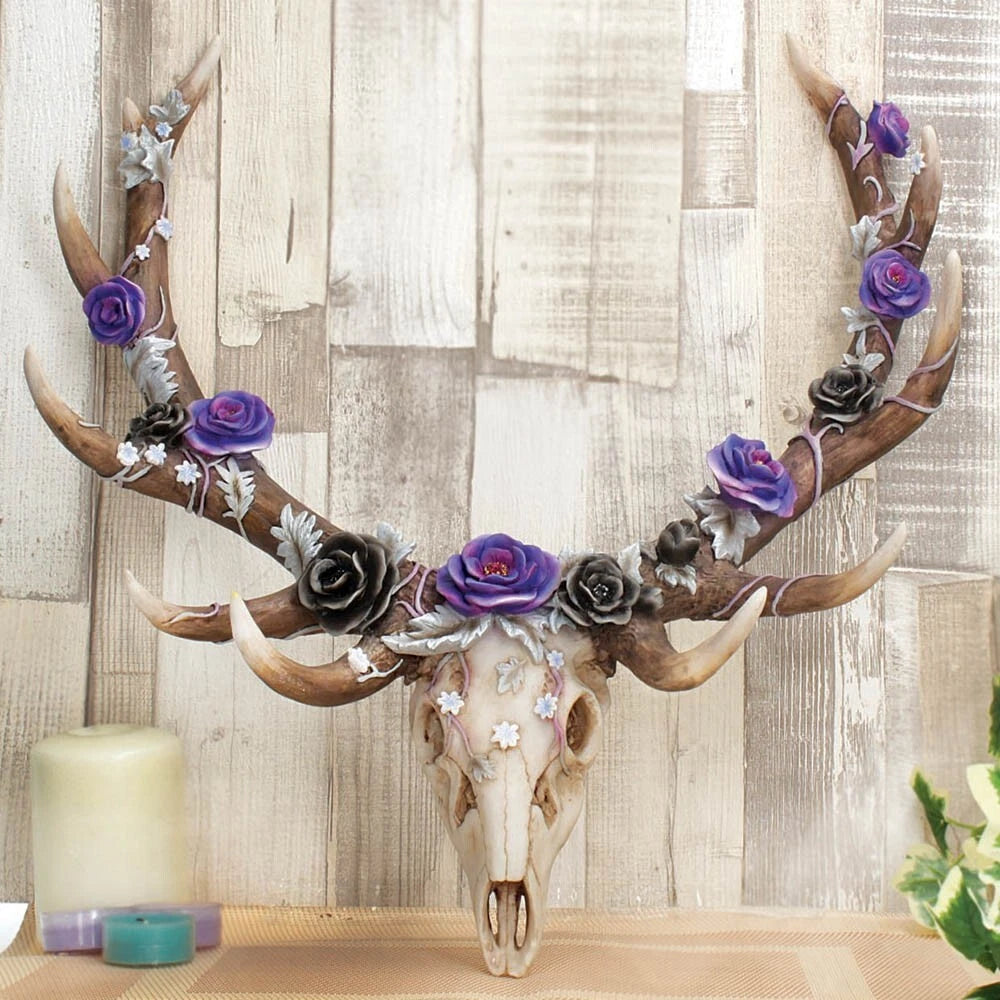 Nemesis Now Antlers of Eden Floral Decorated Animal Deer Skull 45cm