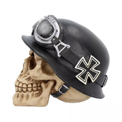 Nemesis Now Iron Cross Helmet and Goggles Biker Skull 15.5cm