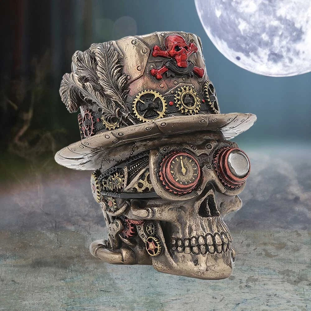 Nemesis Now Steampunk Clockwork Baron Skull Figurine Ornament 11cm